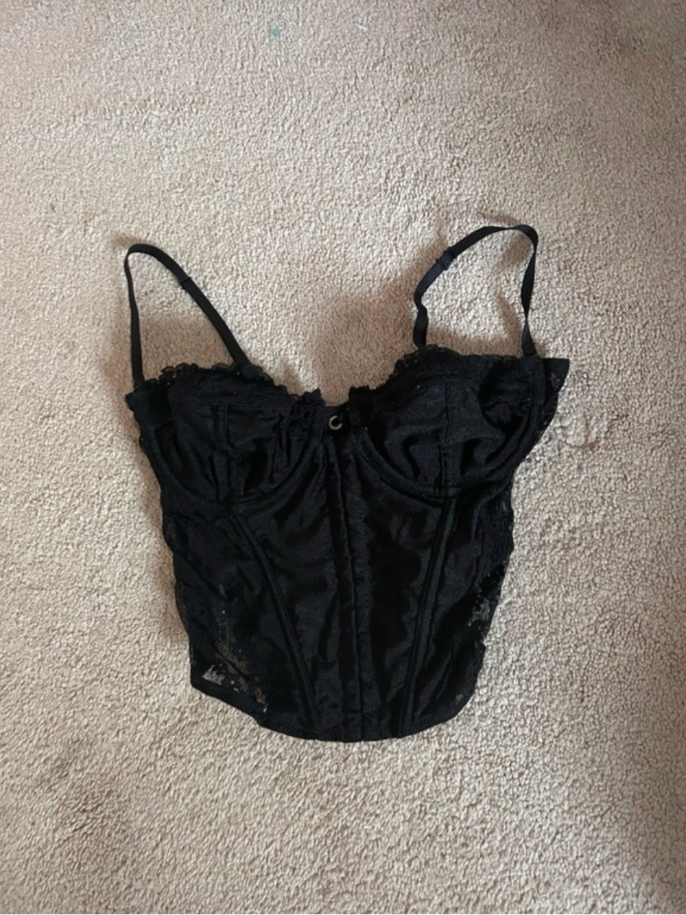 Urban Outfitters Black Lace Bustier Crop Top